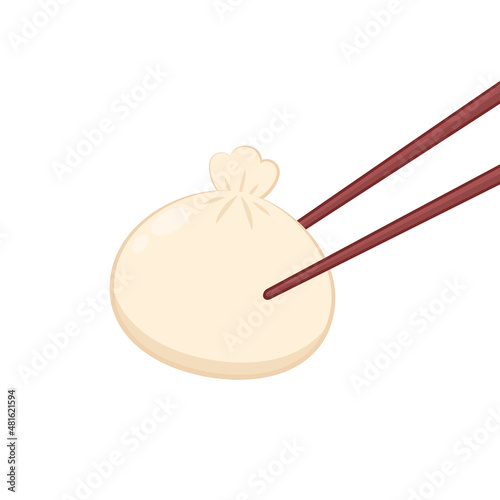 Baozi or bao - Chinese steamed bun line art vector icon. Baozi or bao is Chinese food.