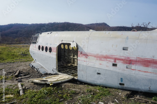 The wreckage of an old plane photo