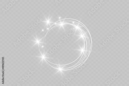 Luxurious fashion silver glitter vector circle frame, glowing light effect.