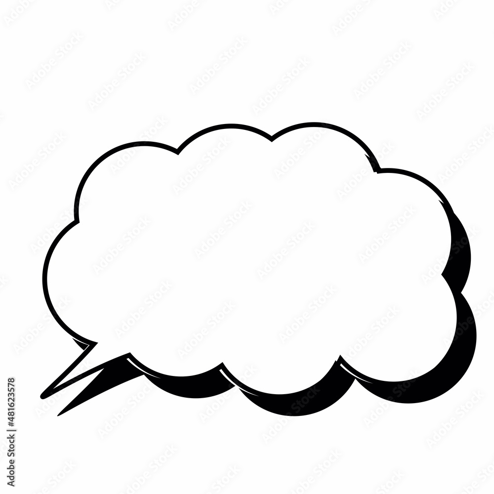 Simple line black and white comic speech bubble Simple line black and white comic speech bubble