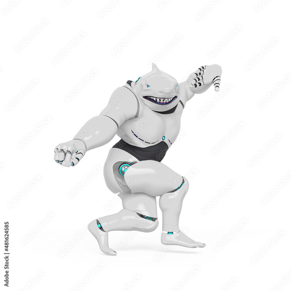 cyber shark is doing tai chi chuan pose