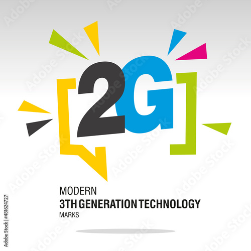 2G modern colorful 2nd generation mobile network sign icon sticker photo