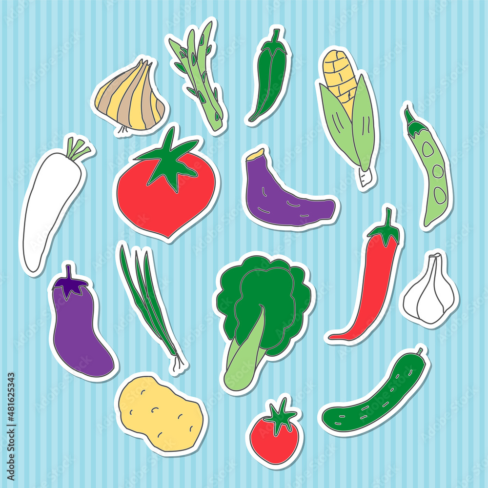 野菜の手描きイラストのセット 野菜の手描きイラストのセット