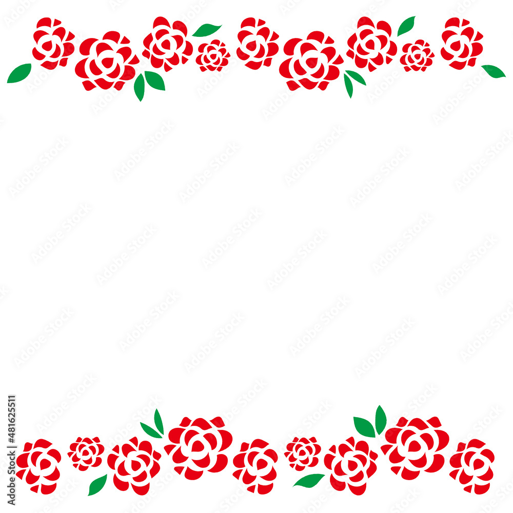 シンプルな赤い薔薇のライン素材 シンプルな赤い薔薇のライン素材
