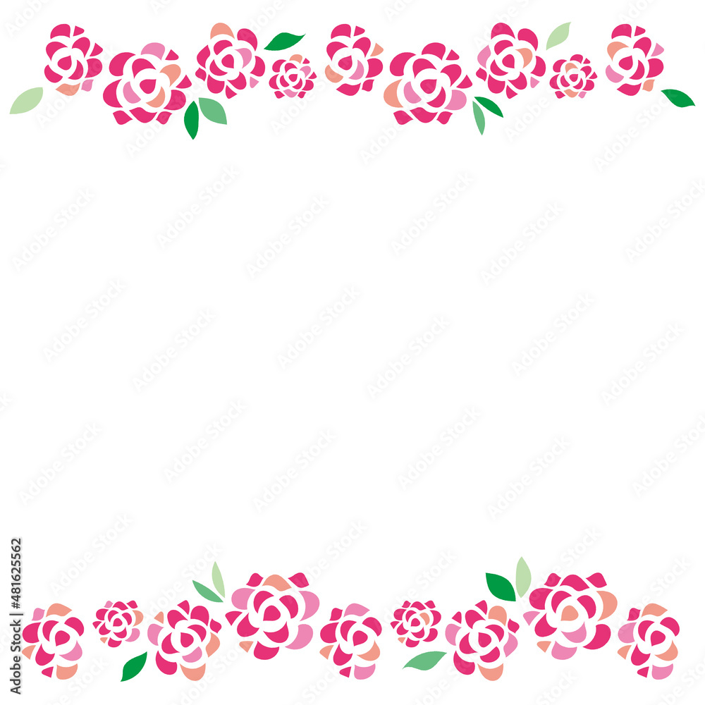 シンプルなピンクの薔薇のライン素材 シンプルなピンクの薔薇のライン素材