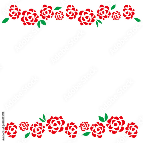シンプルな赤い薔薇のライン素材