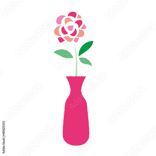 花瓶に生けたピンクの薔薇
