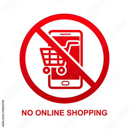 No online shopping sign isolated on white background vector illustration.