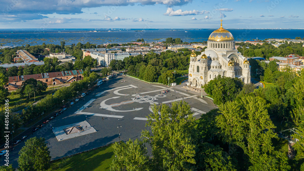 the temple in Kronstadt from a height in summer