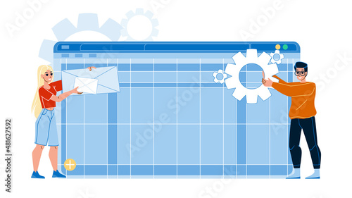 website maintenance web internet. site page. construction system. update service character web flat cartoon illustration