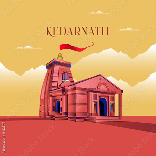 Kedarnath the shiva Temple Rudraprayag, Uttarakhand, India vector
