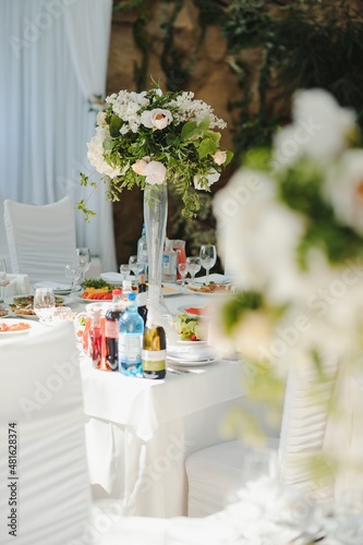 Decoration of the restaurant at the wedding banquet