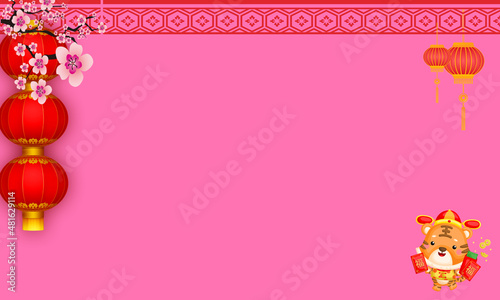 pink background with chinese theme