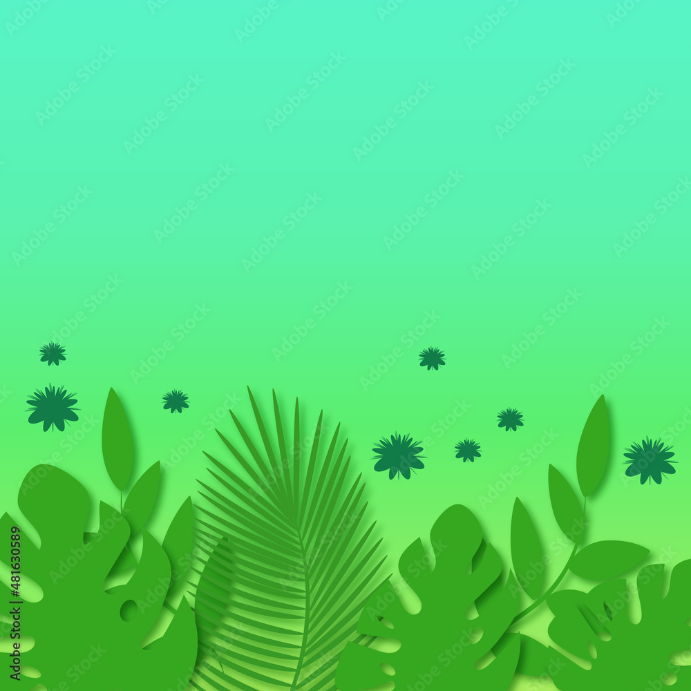 Obraz premium Tropical summer light green square background