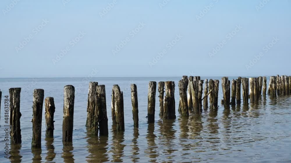 Buhnen im Watt an der Nordseeküste - Nordsee Küste bei Westerhever