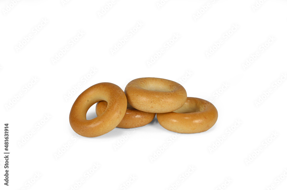 Culinary product bagels. Isolated on a white background.