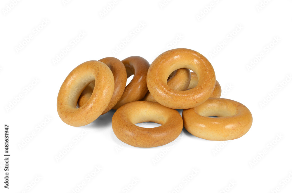 Culinary product bagels. Isolated on a white background.