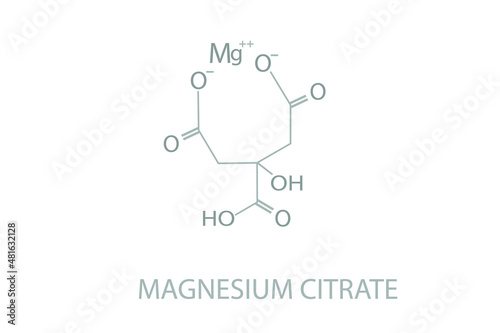 Magnesium citrate molecular skeletal chemical formula. 