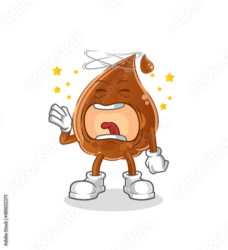 chocolate drop yawn character. cartoon mascot vector