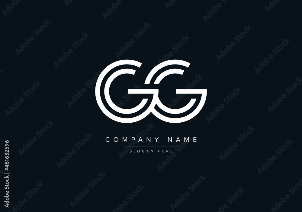 Initial alphabet letter monogram icon logo GG G G, Vector line art vector  de Stock | Adobe Stock