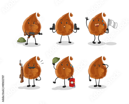 chocolate drop troops character. cartoon mascot vector