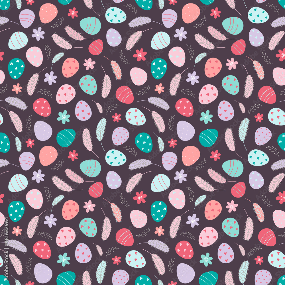 Background with Easter eggs and spring flowers. Background with Easter eggs and spring flowers.