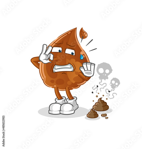 chocolate drop with stinky waste illustration. character vector