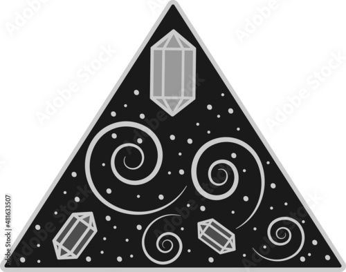 Orgonite pyramid vector icon. Orgon energy generator with crystals and spirals. photo