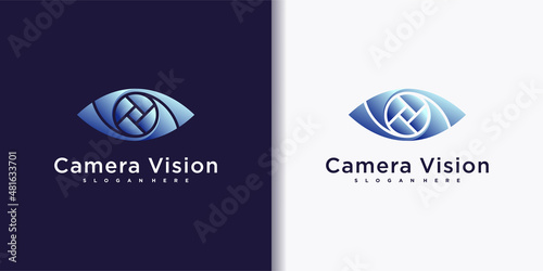 Modern Eye vision camera logo design with creative icon symbol and business card design Premium Vector photo