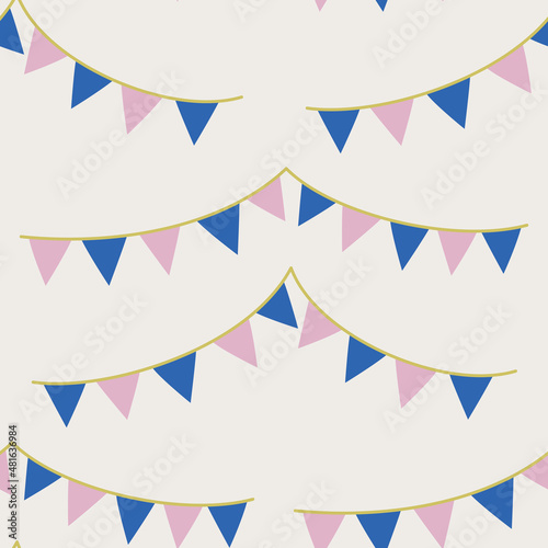 Seamless vector party flags pattern. Celebration banner background for fabric, textile, wrapping, cover etc.