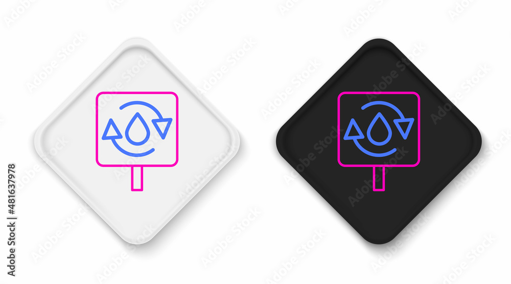 Line Recycle clean aqua icon isolated on white background. Drop of water with sign recycling. Colorful outline concept. Vector Line Recycle clean aqua icon isolated on white background. Drop of water with sign recycling. Colorful outline concept. Vector