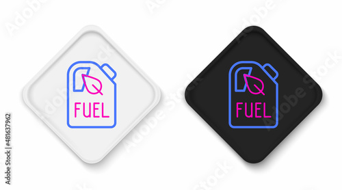 Line Bio fuel canister icon isolated on white background. Eco bio and barrel. Green environment and recycle. Colorful outline concept. Vector