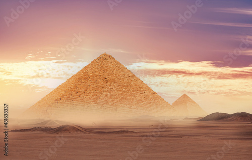 Closeup Egyptian pyramid Of Giza at blue sky Cairo  Egypt