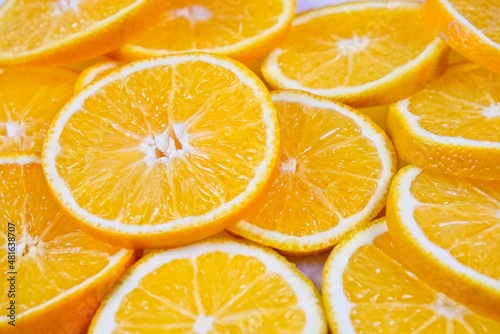 Orange citrus fruit slices. Citrus fruit background