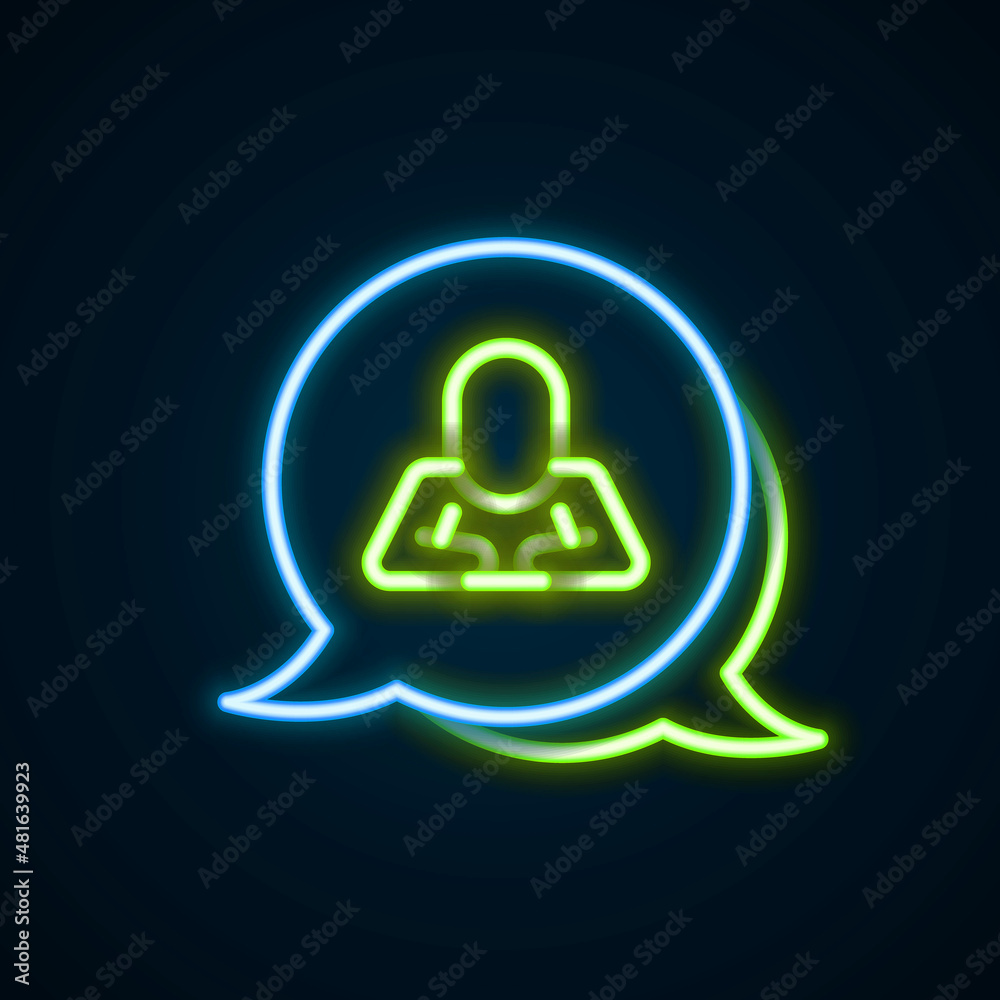 Glowing neon line Speech bubble chat icon isolated on black background. Message icon. Communication or comment chat symbol. Colorful outline concept. Vector Glowing neon line Speech bubble chat icon isolated on black background. Message icon. Communication or comment chat symbol. Colorful outline concept. Vector
