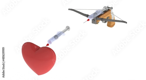 Fotografie, Obraz Heart pounding with a crossbow drawn syringe
