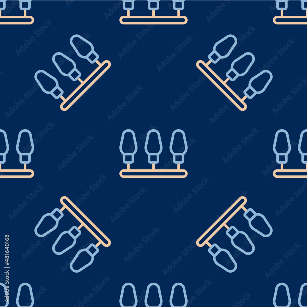 Line Christmas lights icon isolated seamless pattern on blue background. Merry Christmas and Happy New Year. Vector Line Christmas lights icon isolated seamless pattern on blue background. Merry Christmas and Happy New Year. Vector