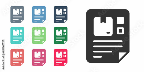 Black Waybill icon isolated on white background. Set icons colorful. Vector