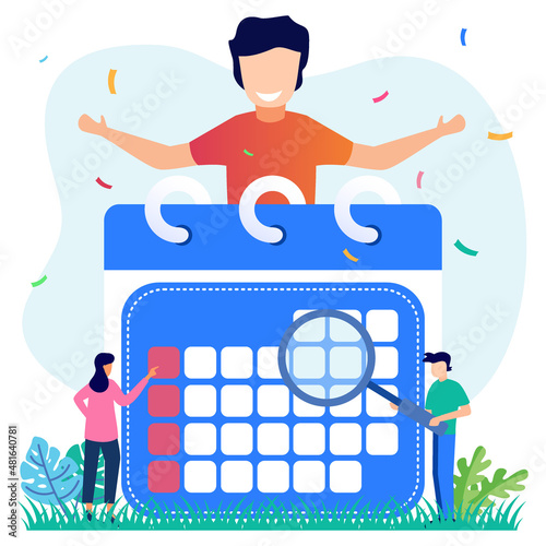 Illustration vector graphic cartoon character of agenda and schedule of events on the calendar