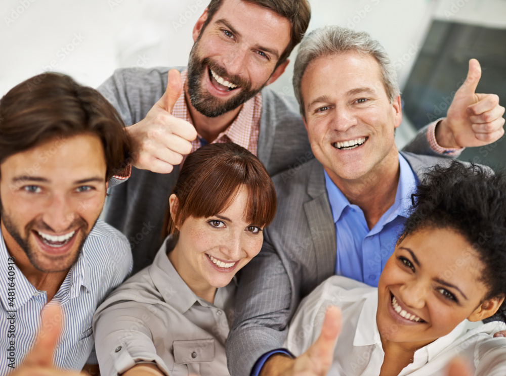 United in the positive work ethic. Portrait of a group of businesspeople giving the thumbs up to the camera. United in the positive work ethic. Portrait of a group of businesspeople giving the thumbs up to the camera.