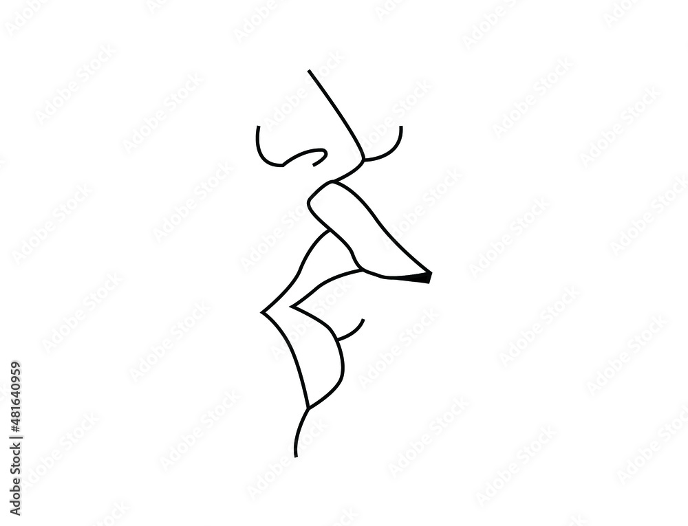 lip kiss line art vector illustration Stock Vector Adobe Stock