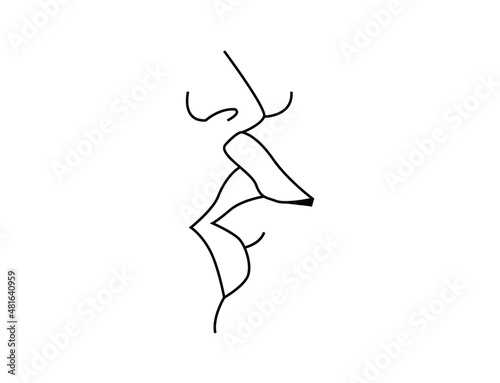 lip kiss line art vector illustration 