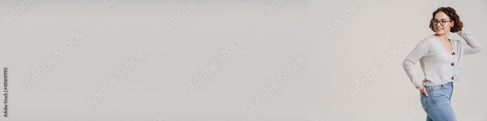 Portrait of a lovely young attractive smiling woman