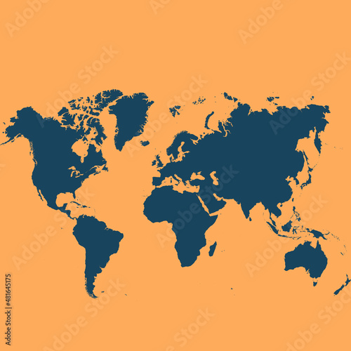 world map in blue having peach background