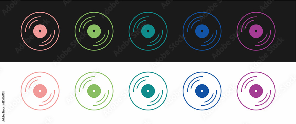 Set Vinyl disk icon isolated on black and white background. Vector Set Vinyl disk icon isolated on black and white background. Vector