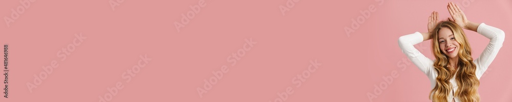 Beautiful lovely girl with long hair standing isolated Beautiful lovely girl with long hair standing isolated