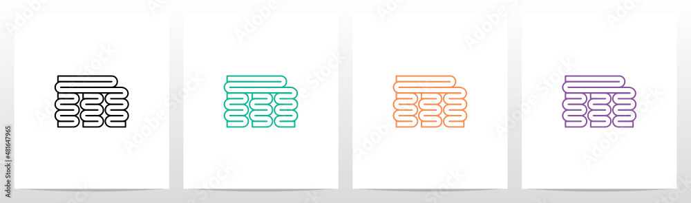 Folded Lines Letter Logo Design M - obrazy, fototapety, plakaty 