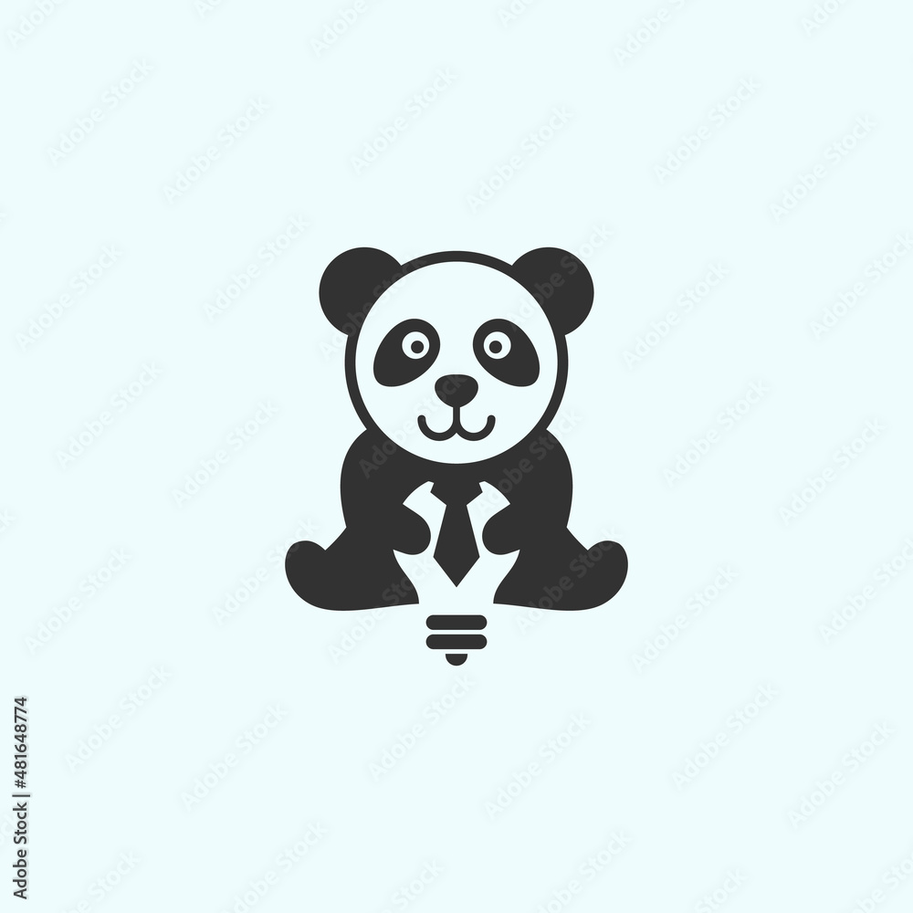 Naklejka premium smart panda logo. bulb logo