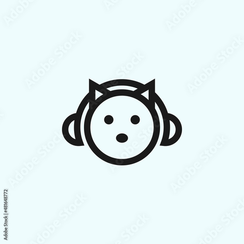 music cat logo. dj logo