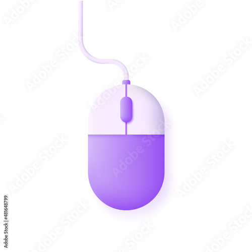 3d computer mouse vector isolated on white background.